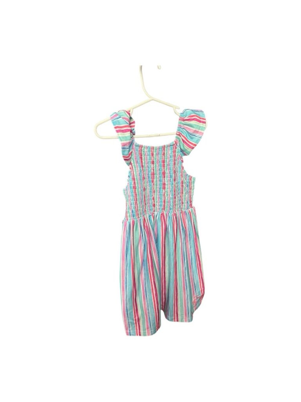 Tommy Bahama Smocked Pink Blue Multicolored Stripe Dress Youth Girls Size 5 New